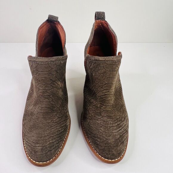 Jeffrey Campbell Croc Embossed Gray Suede Side Slit Ankle Boot‎ Size 7.5 - Picture 2 of 9